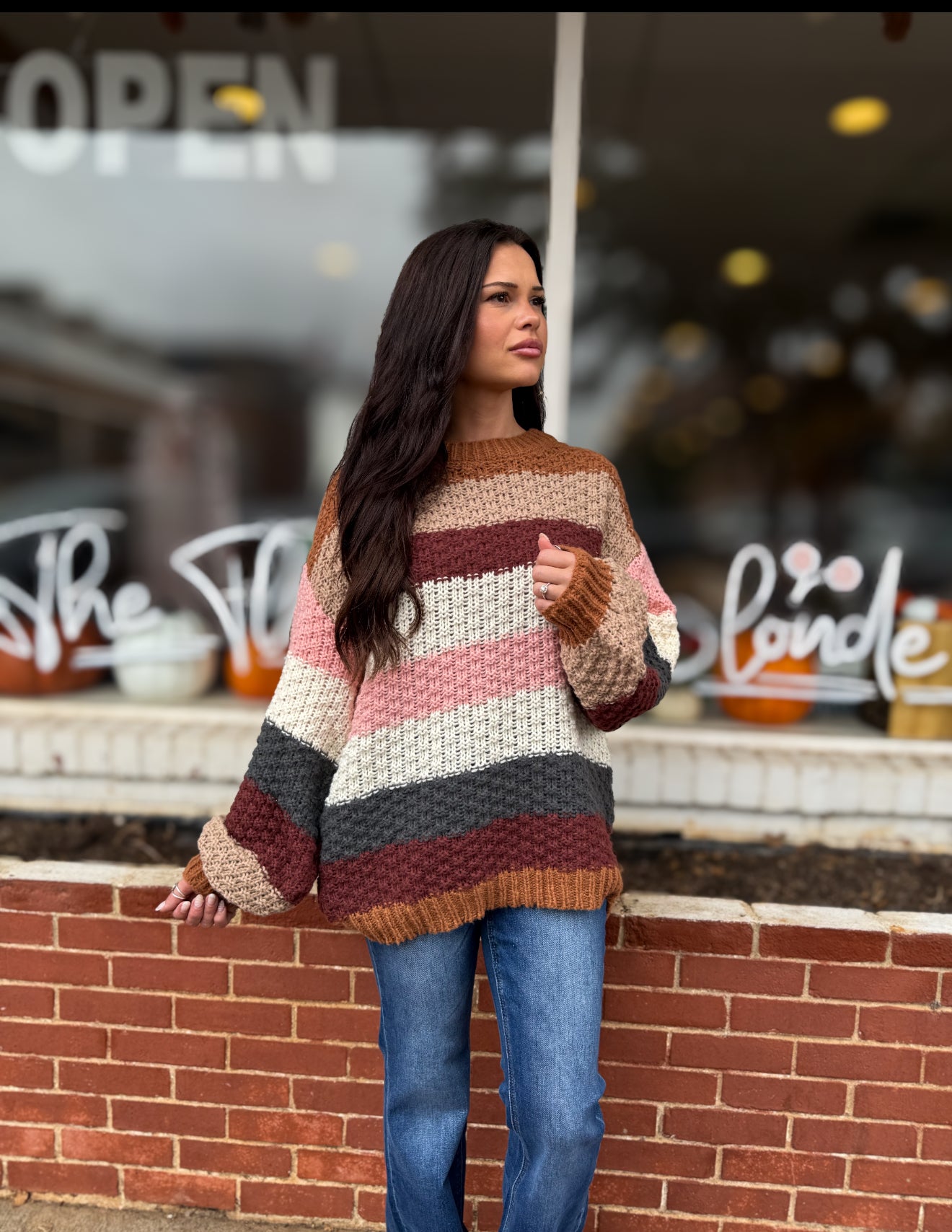 Mocha Stripe Chunky Sweater