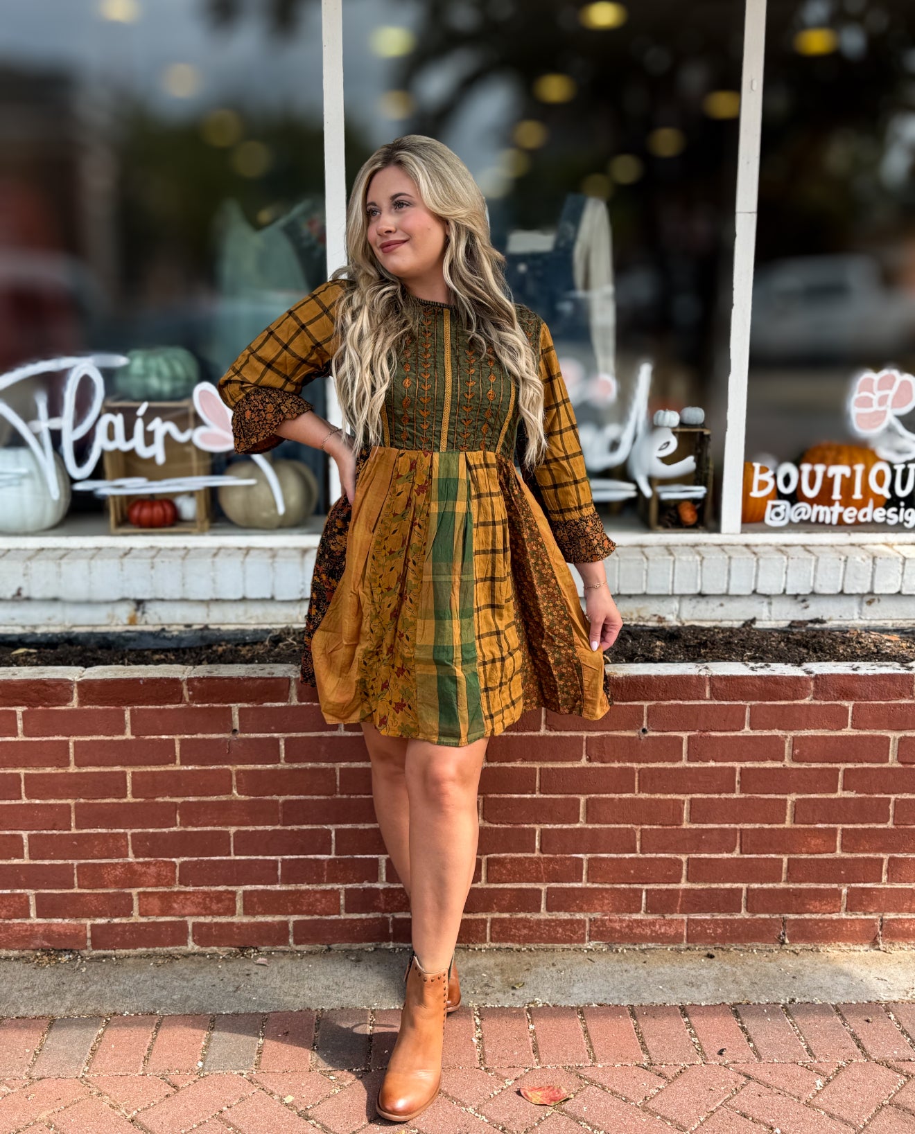 Camel L/S Dress