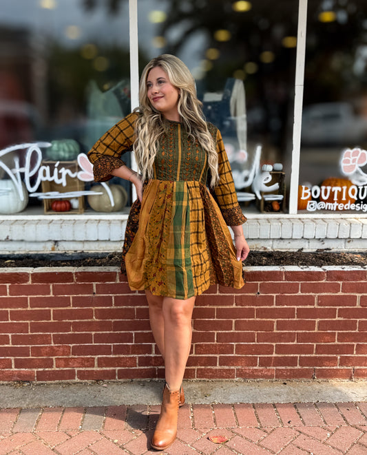 Camel L/S Dress