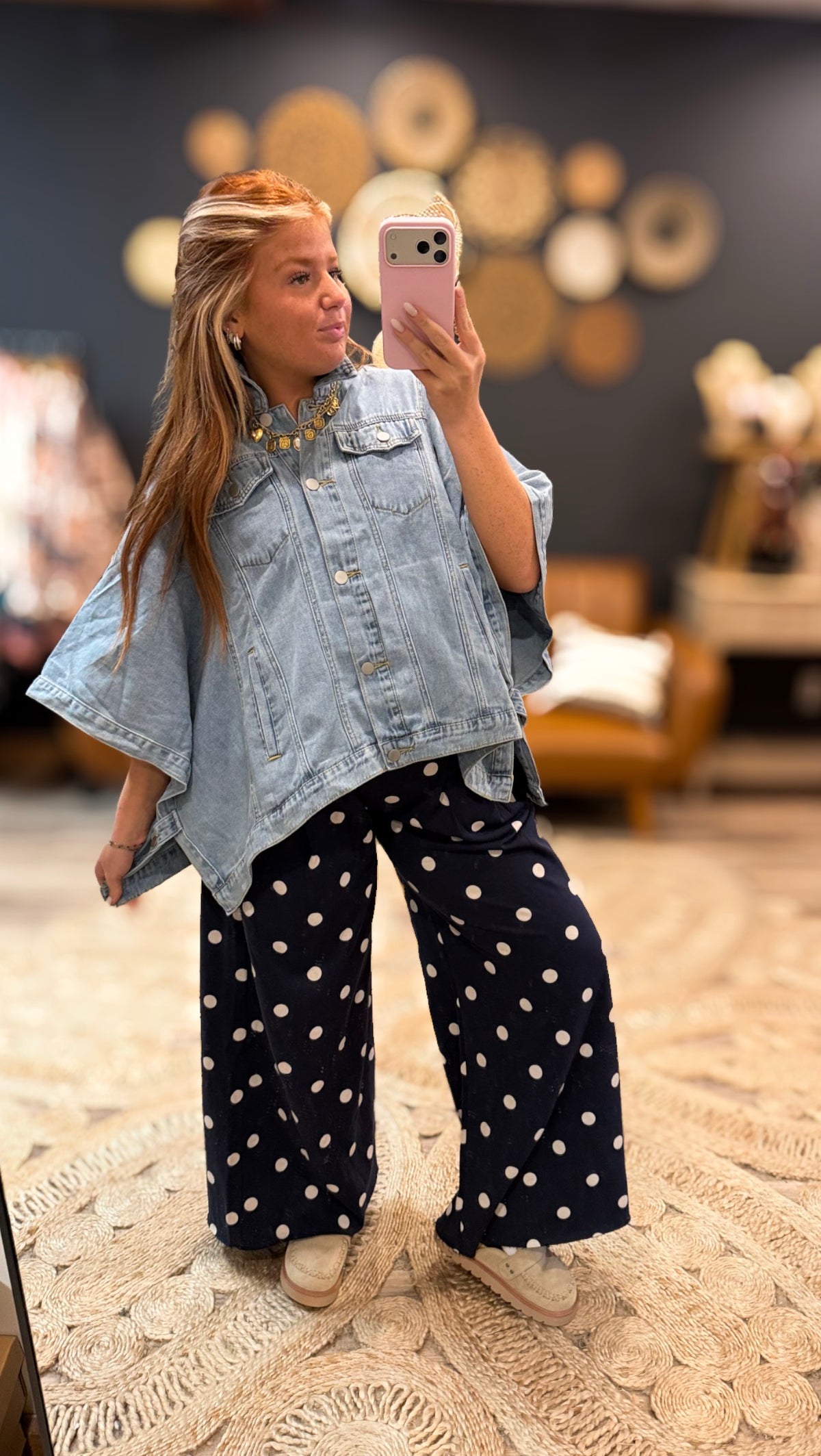Washed Denim Flowy Top