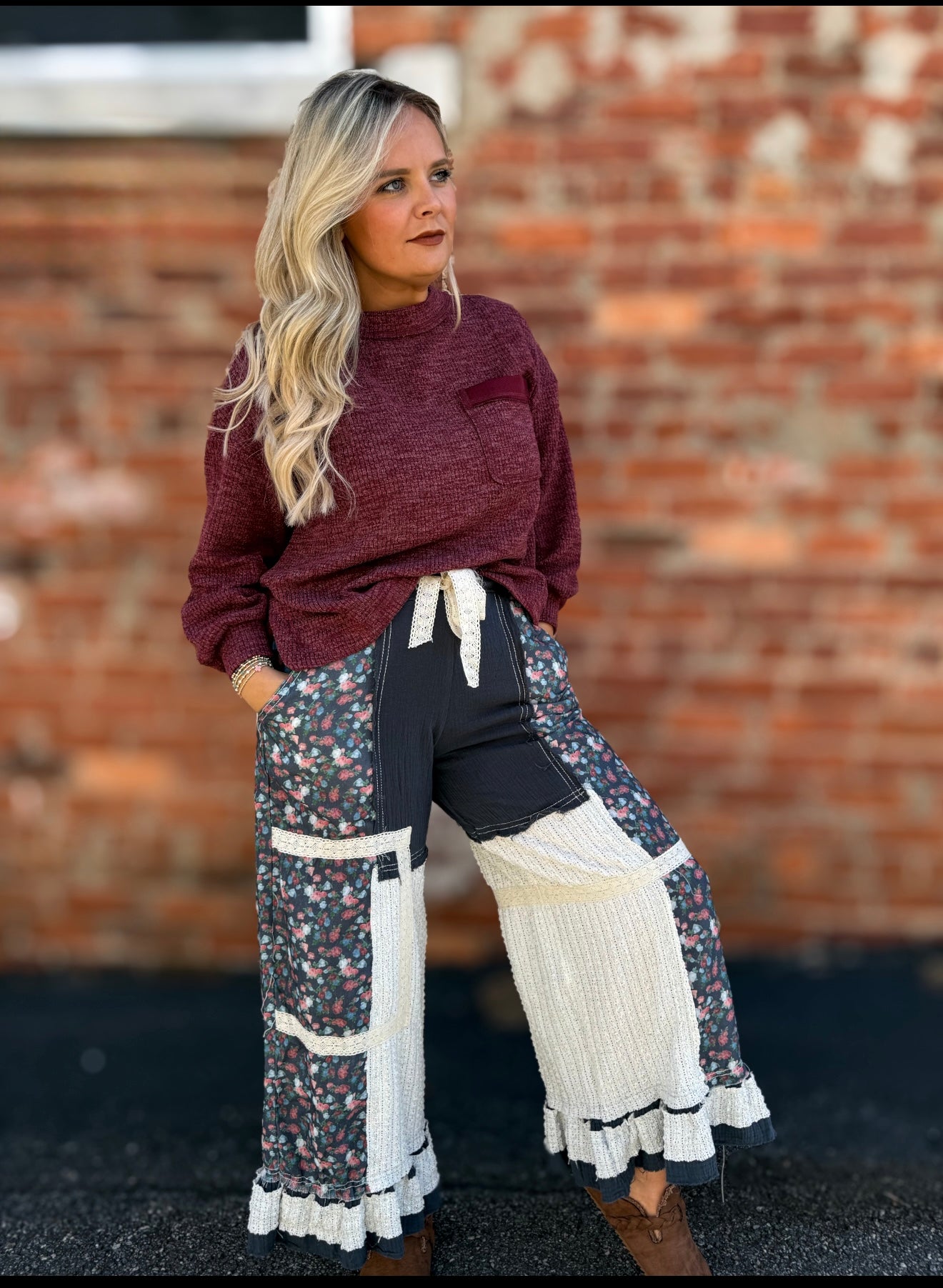 Cream Floral Pants