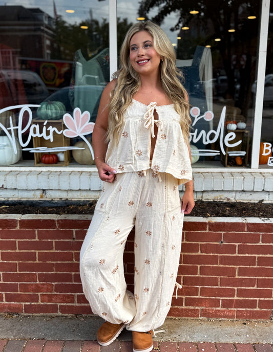Cream Floral Jogger Set