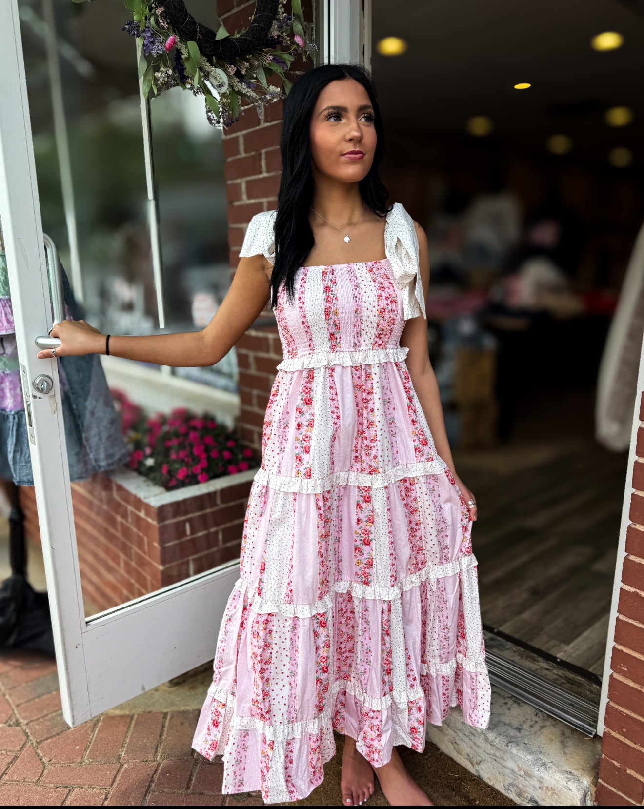 Pink Tie Maxi Dress