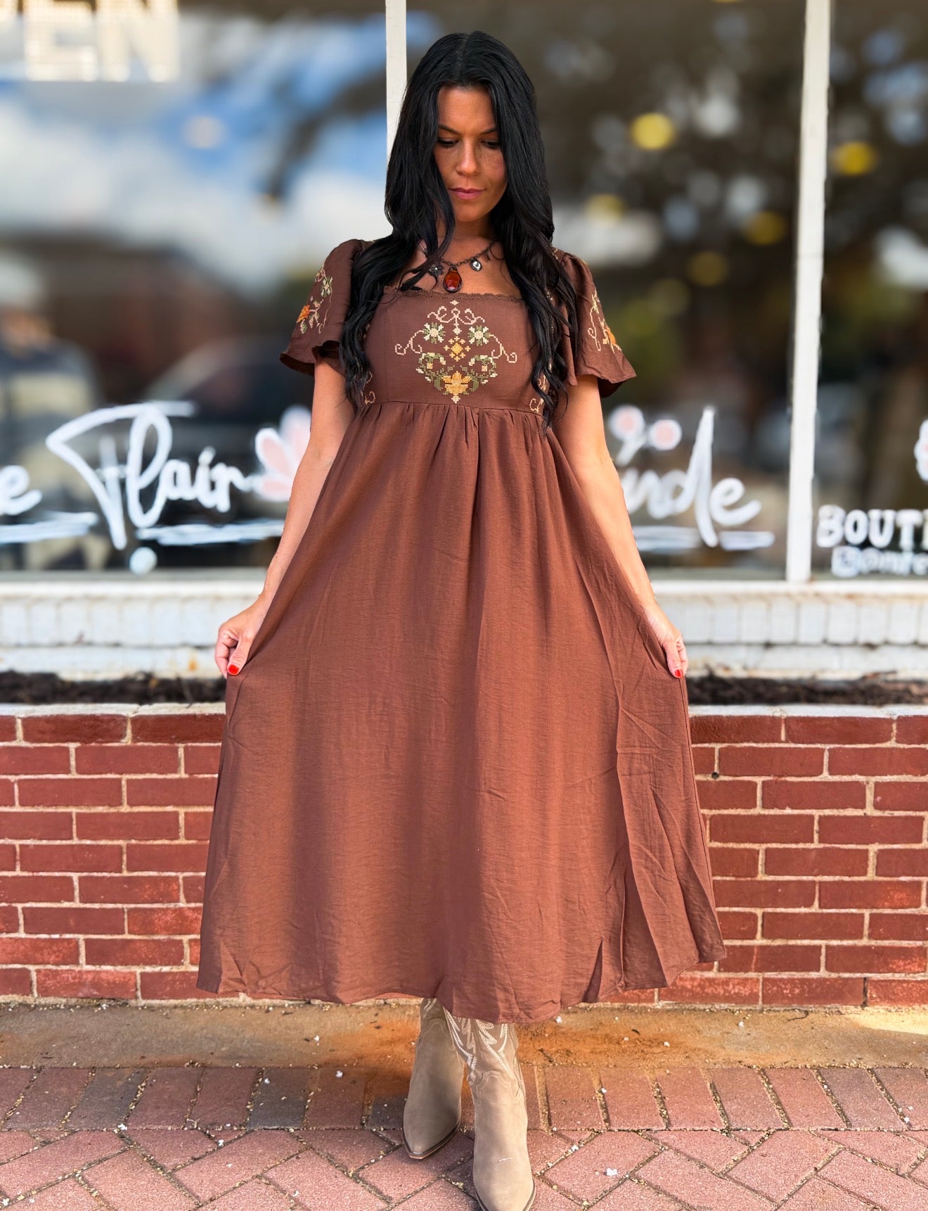 Chocolate Emb Dress