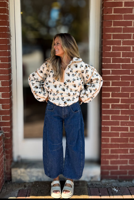 Beige Floral Pullover