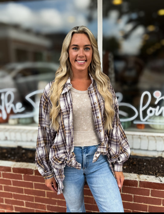 Purple Taupe Flannel Shirt