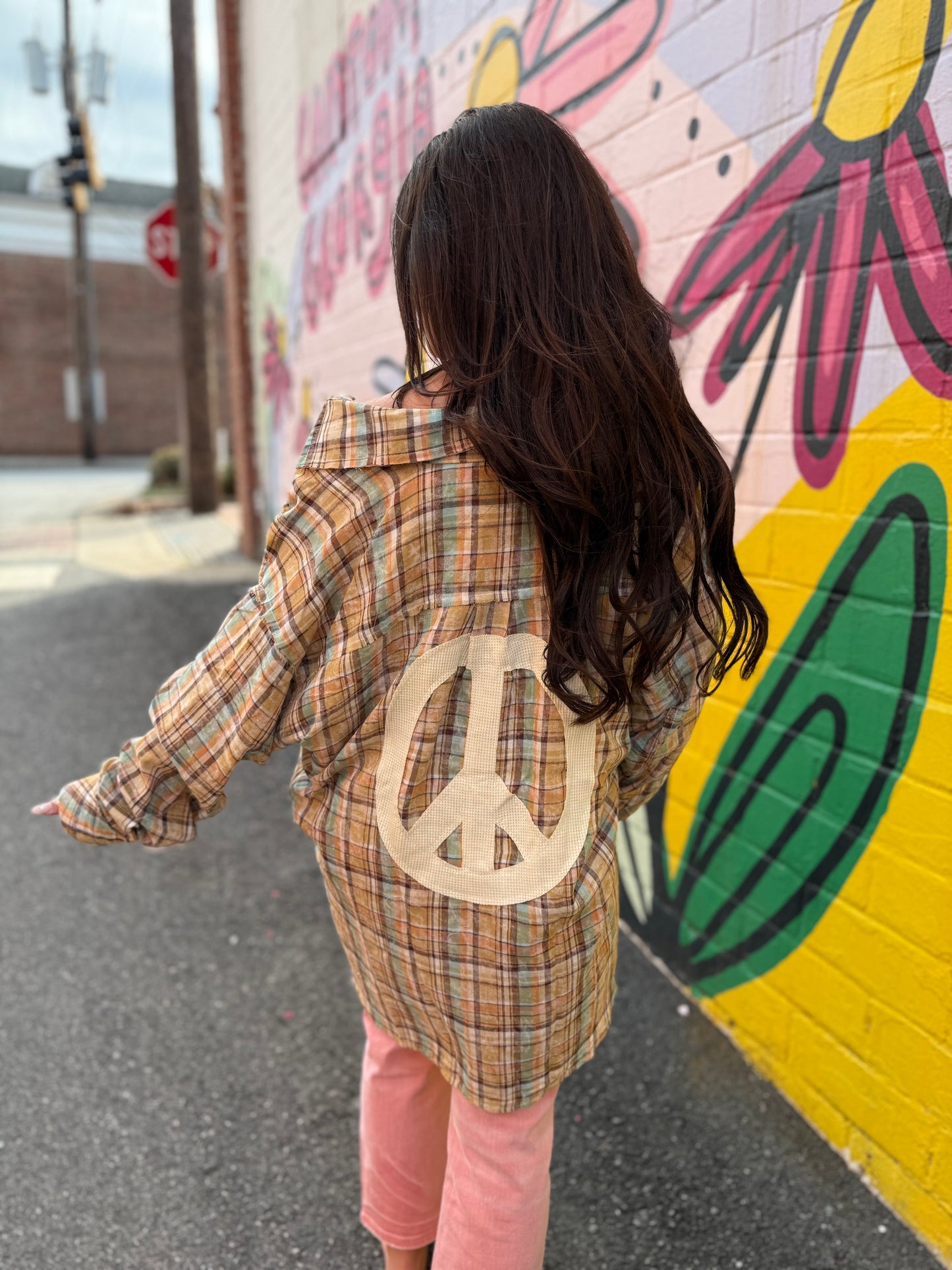 Sage Peace Flannel Top