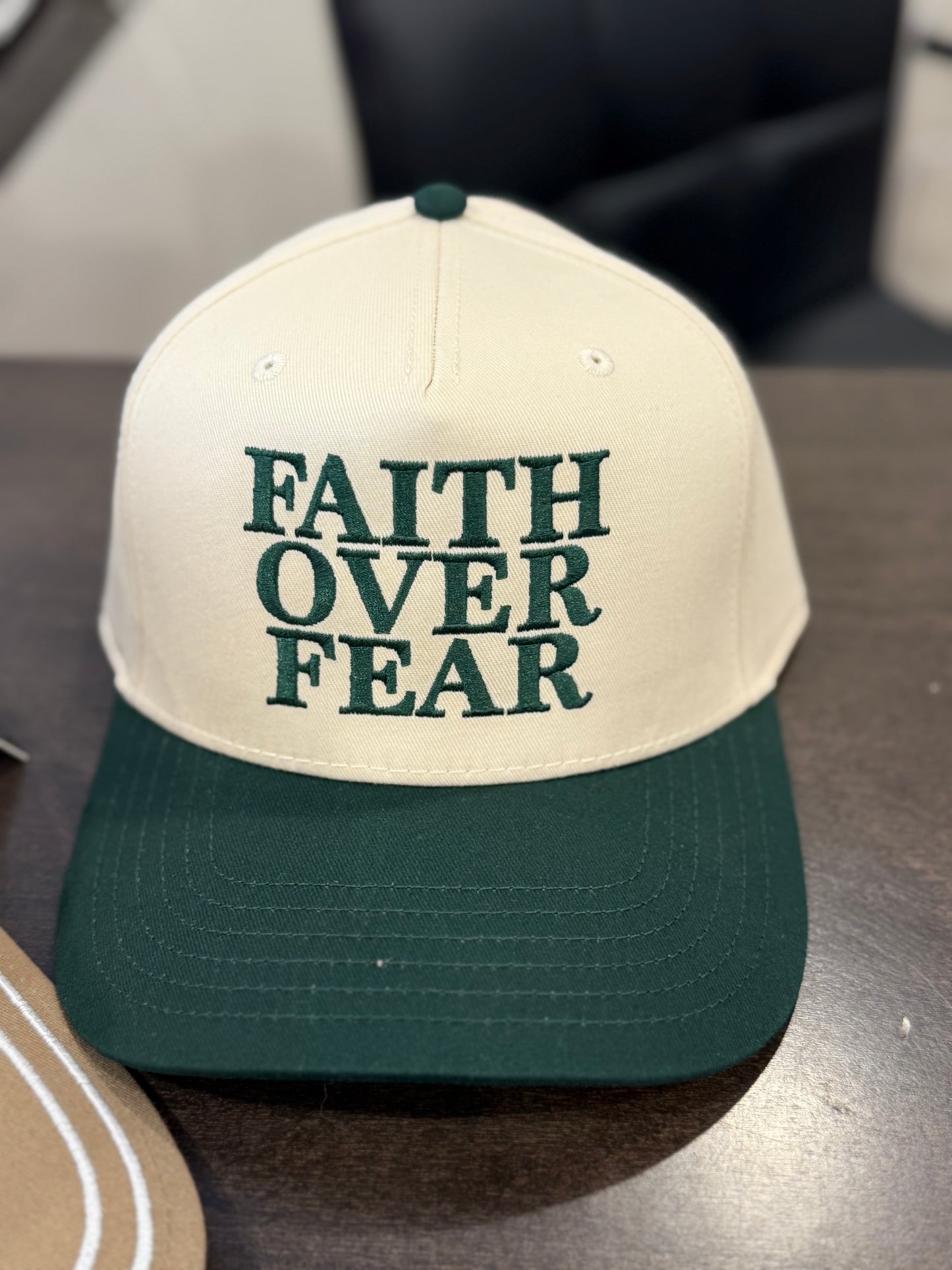 Green Faith Over Fear Hat