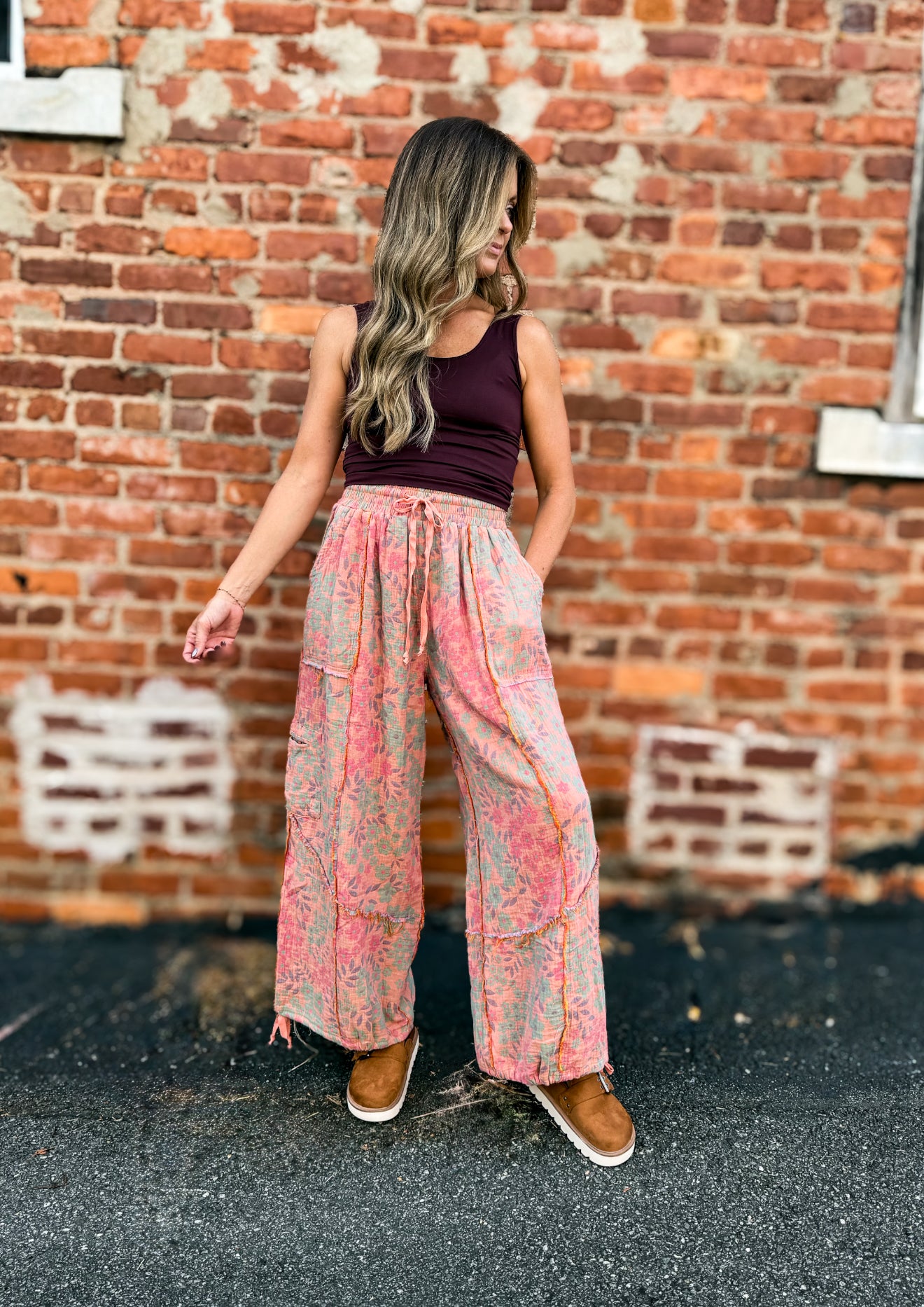 Orange Floral Pants