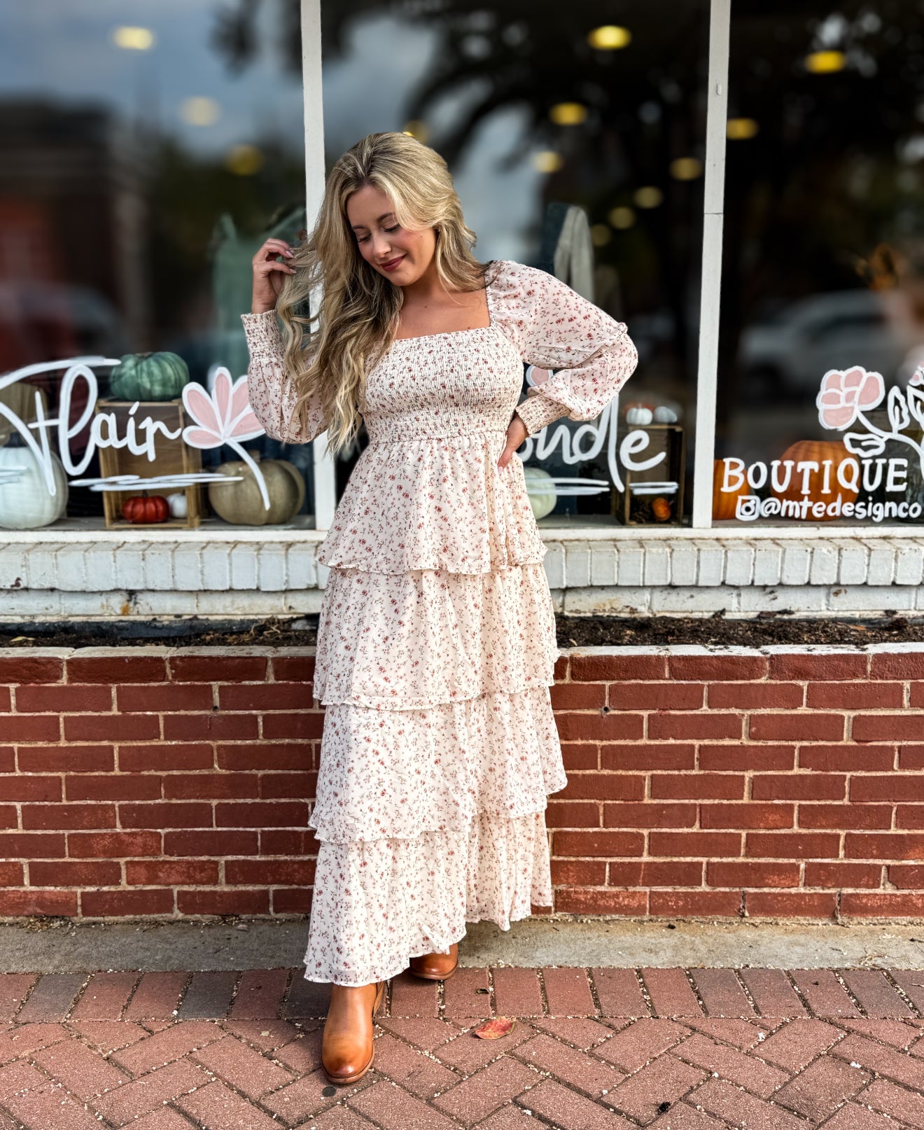 Cream Multi Chiffon Dress
