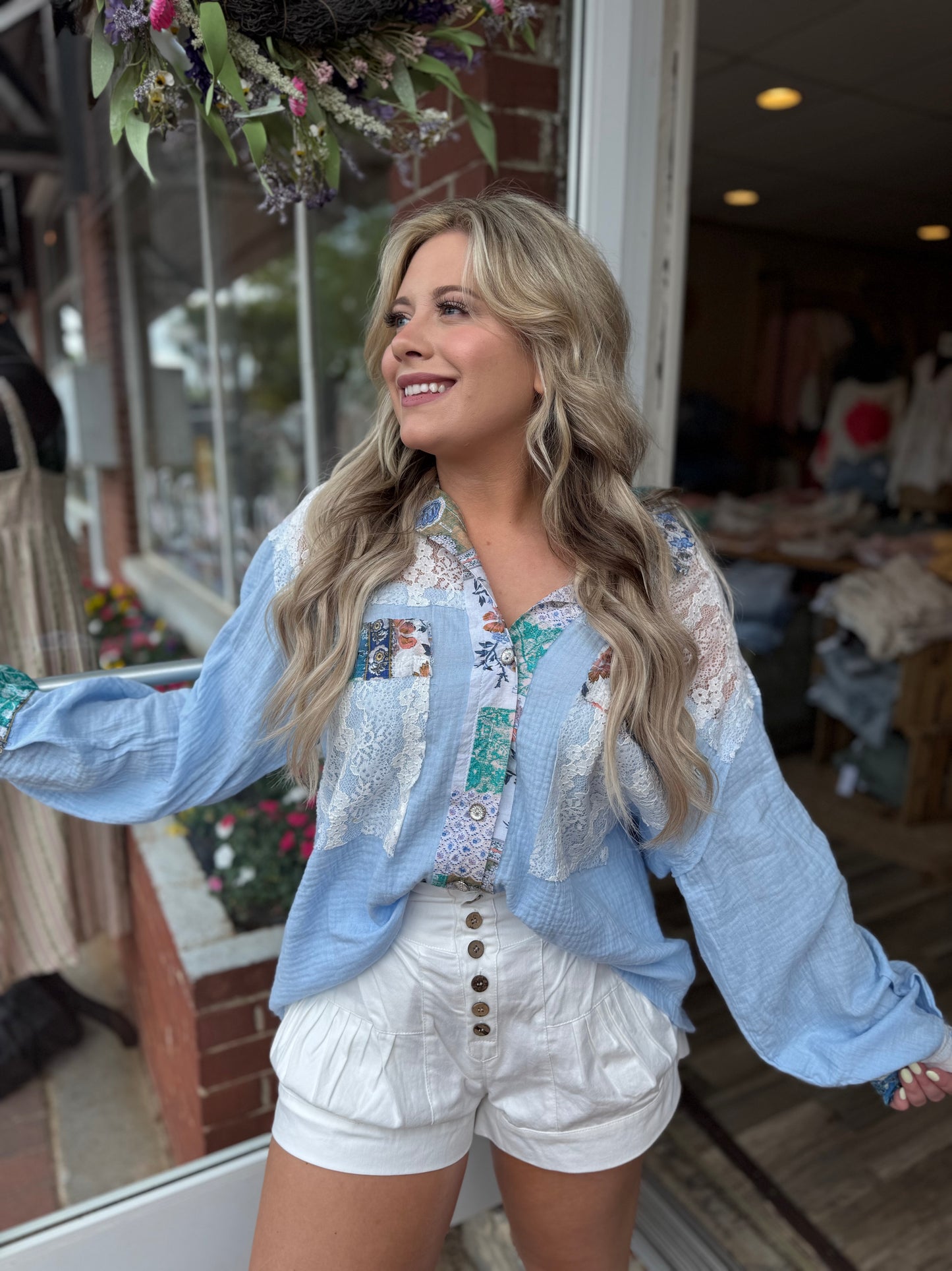 Blue Multi Floral Top