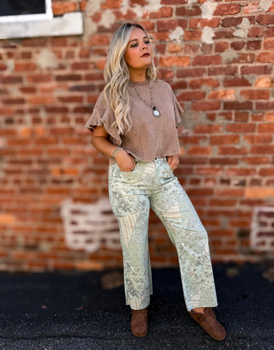 Sage Floral Pants
