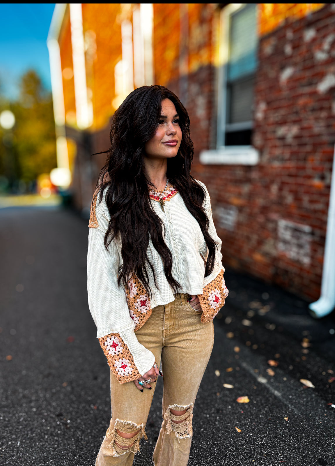 Wheat/Brick Crochet Top