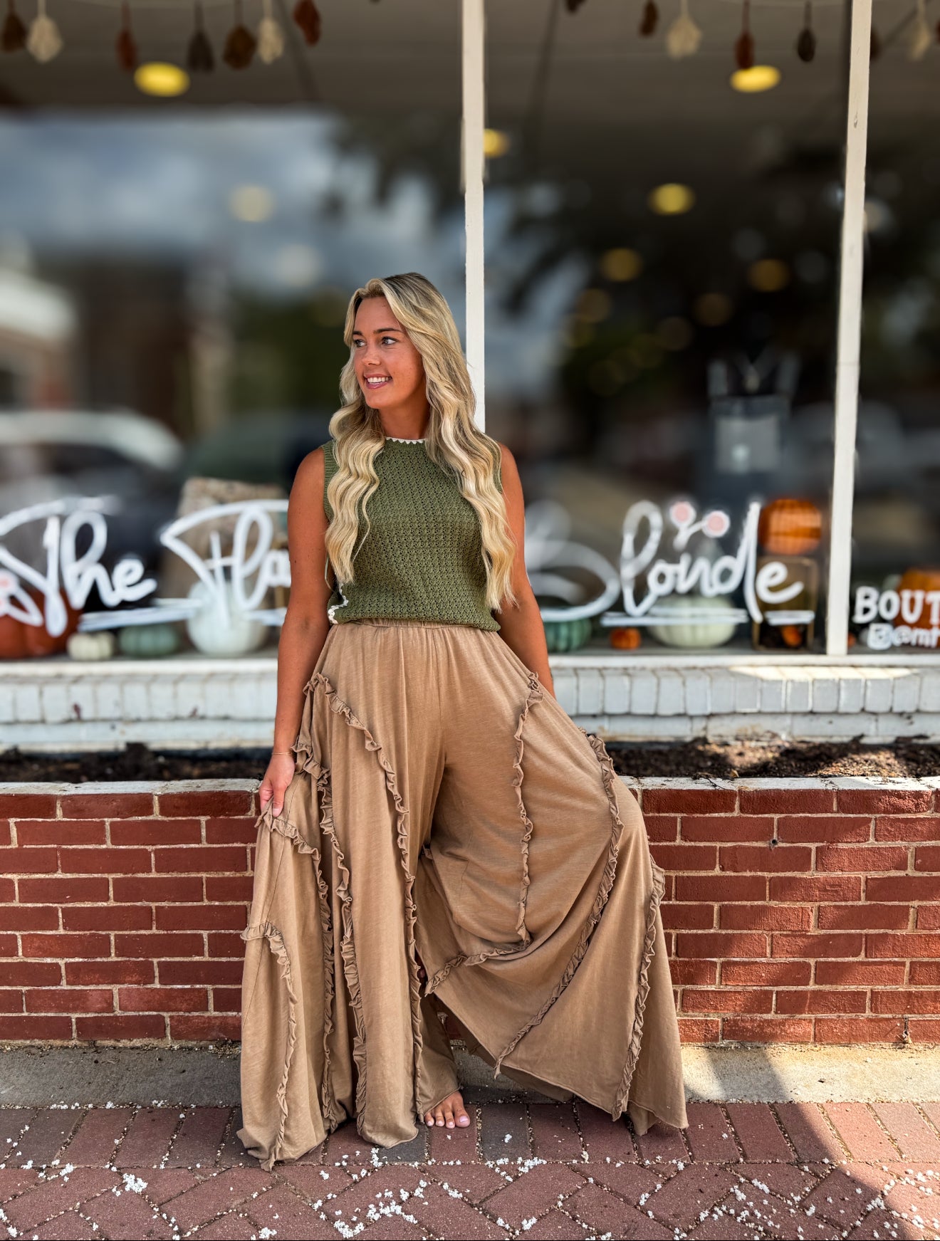 Mocha Flare Ruffle Pants