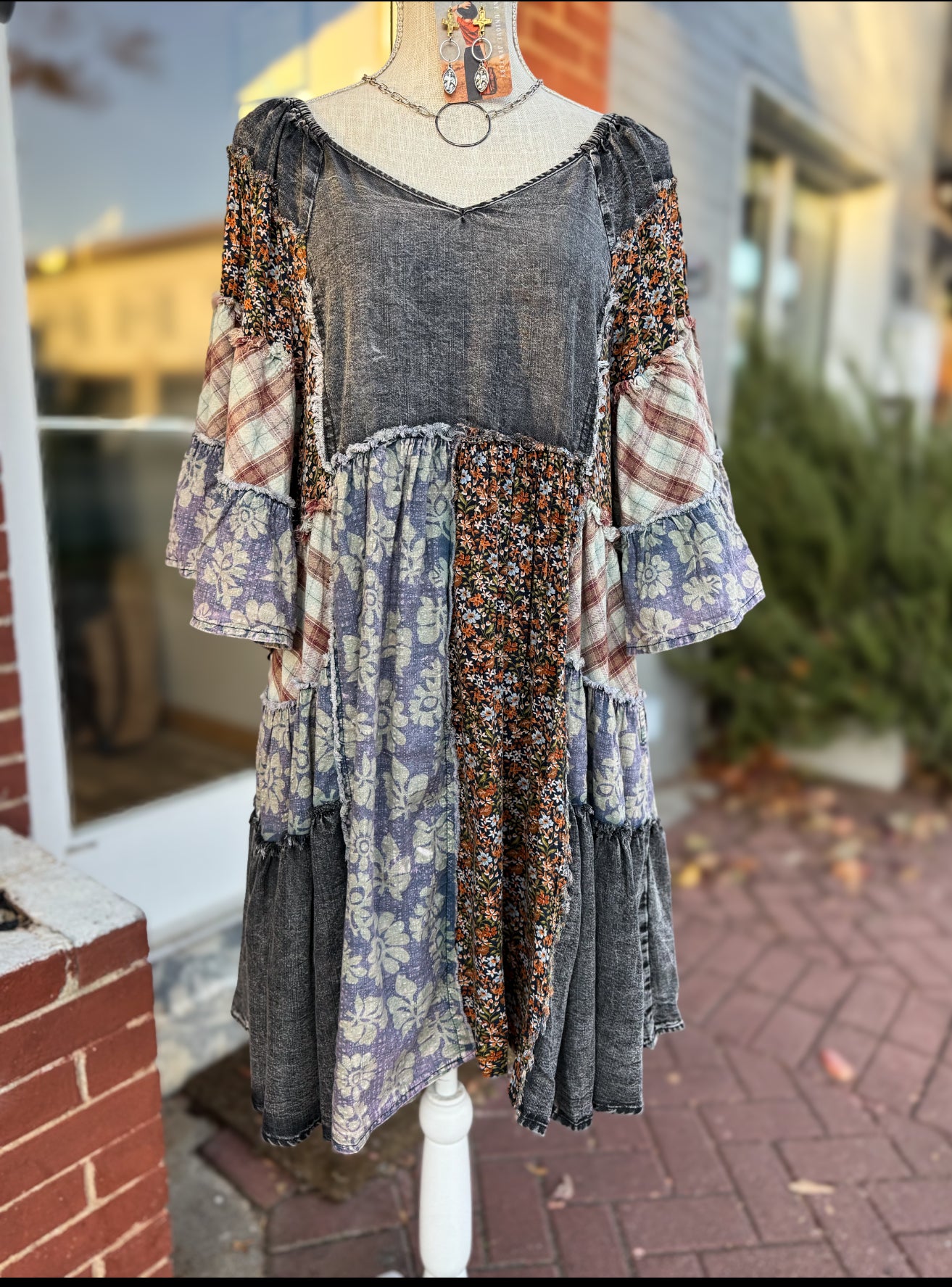 Black Multi Wash Print Dress