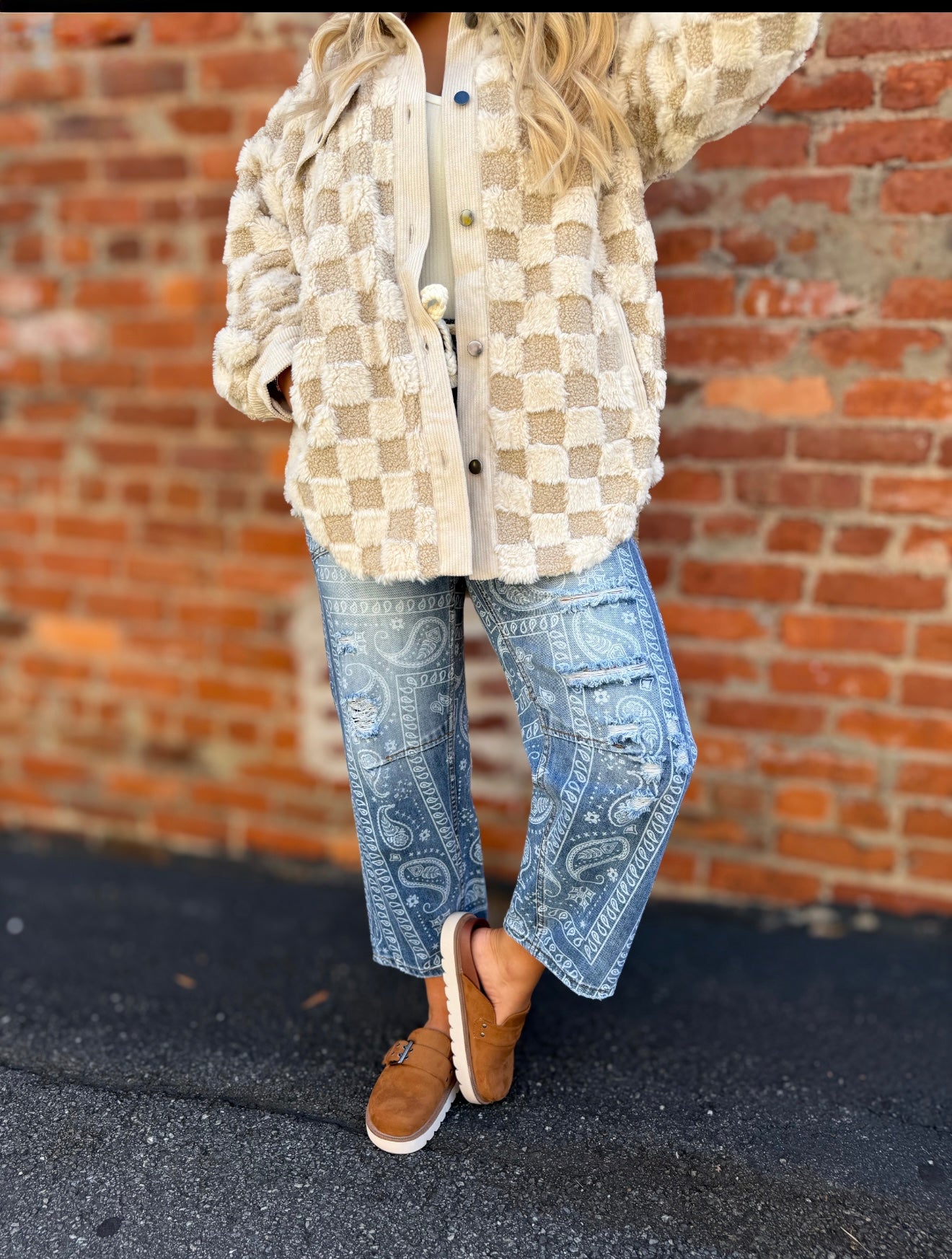 Paisley Print Barrel Jeans