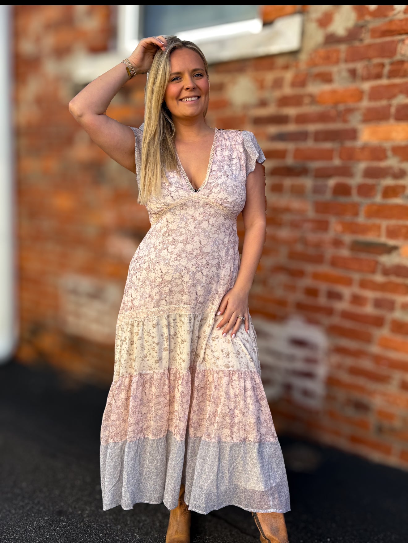 Multi Print Lace Maxi