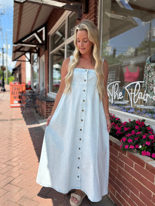 Blue Denim Maxi Dress