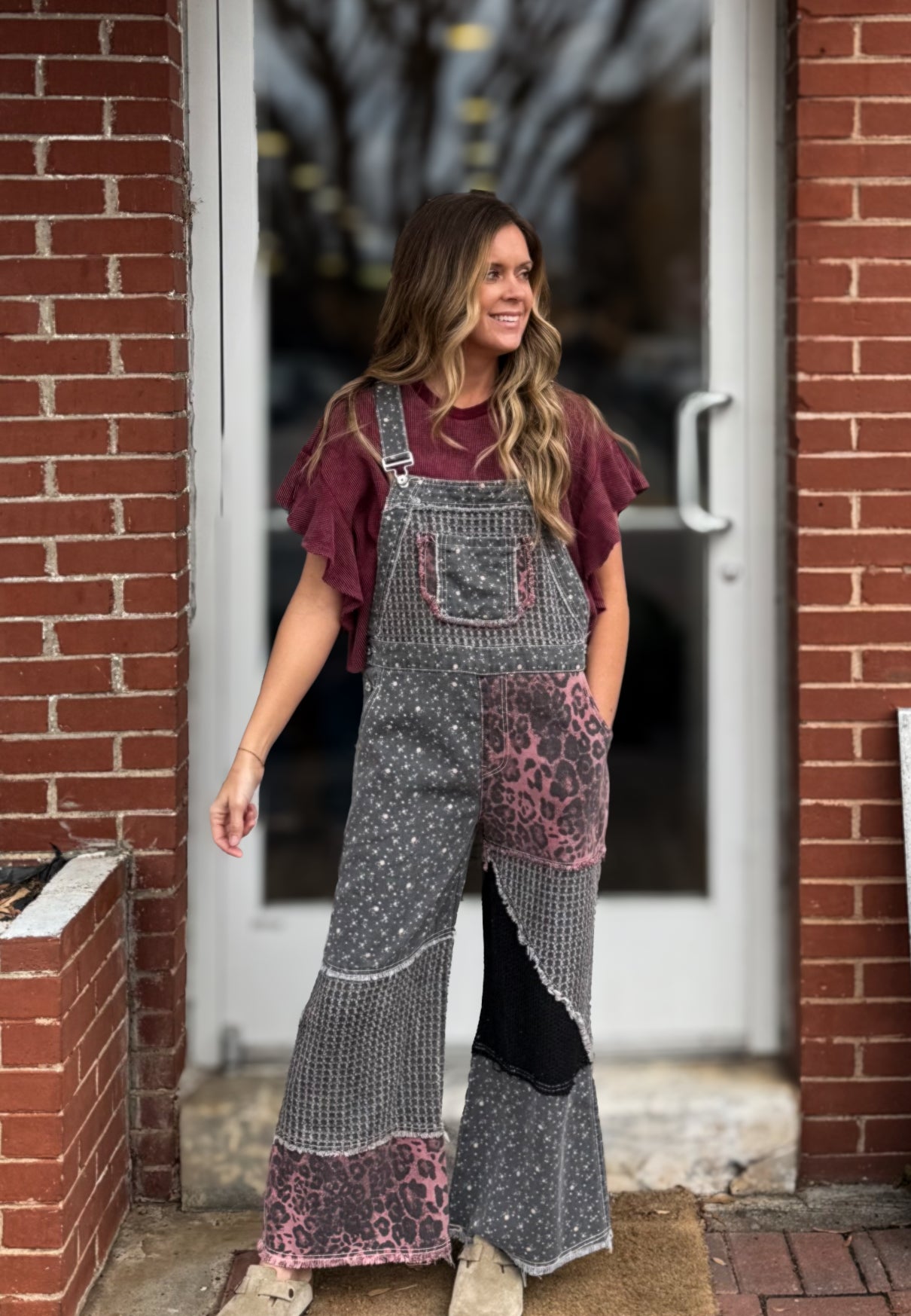 Black Floral Overalls