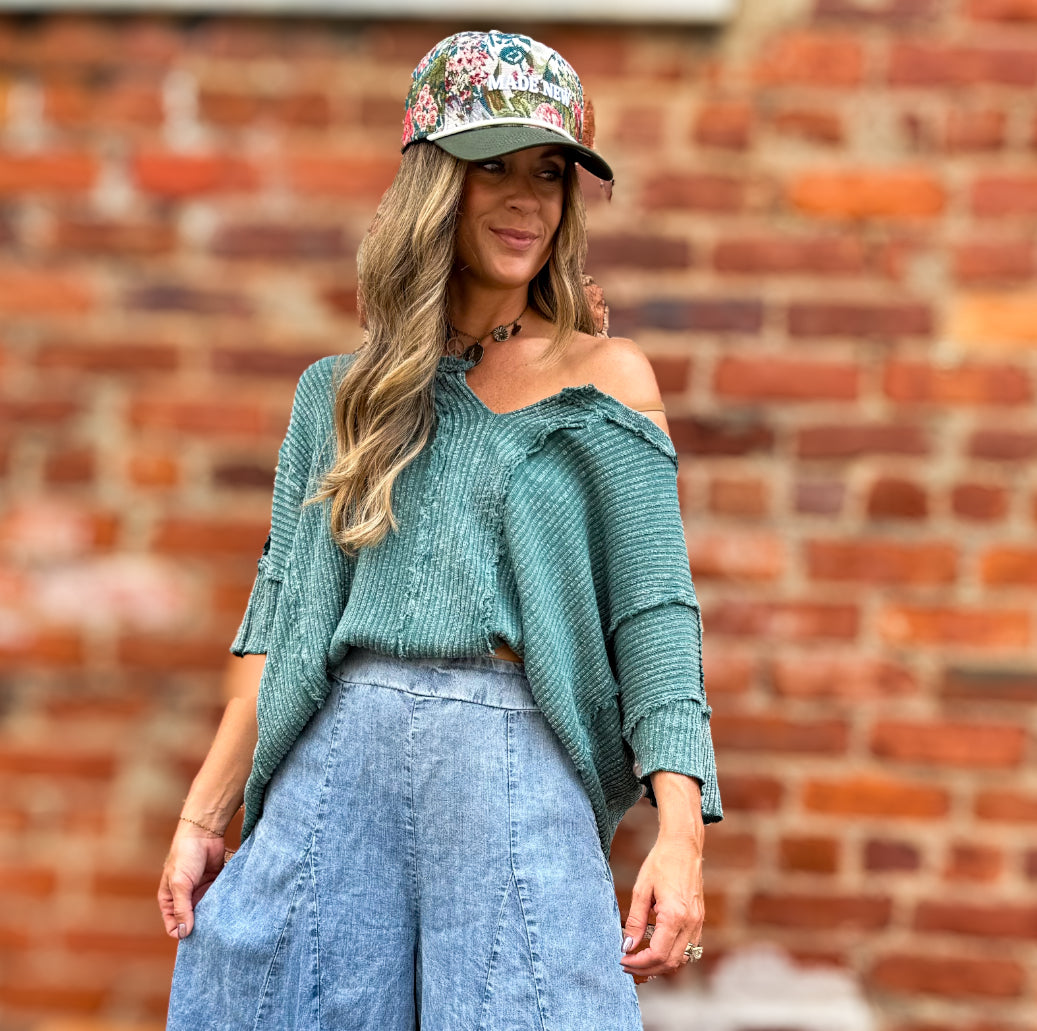 Emerald Ribbed Top