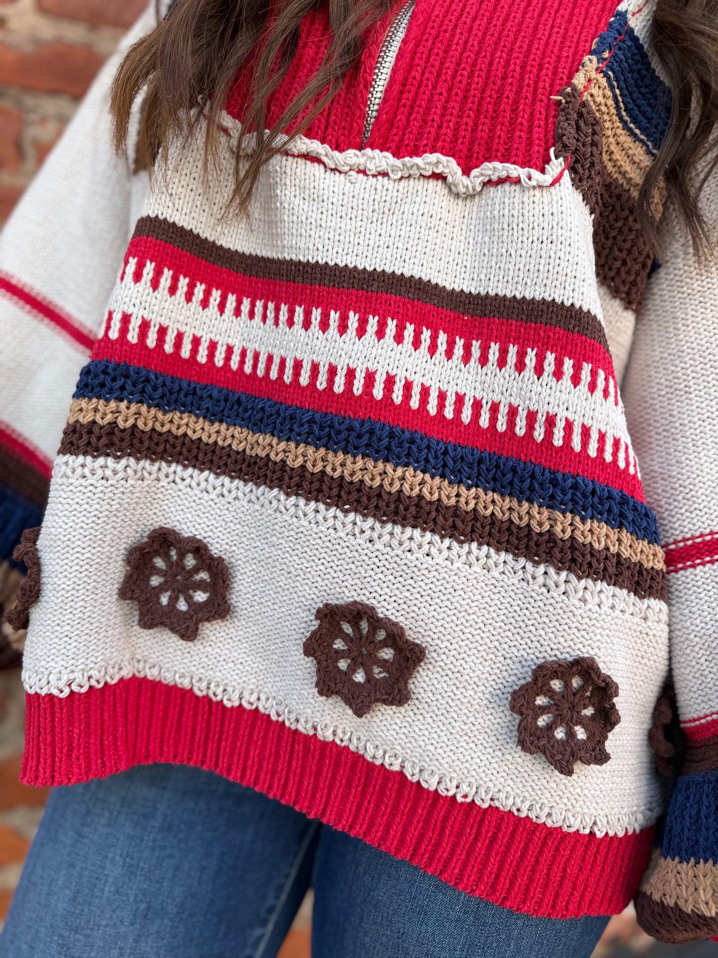 Sand/Red Multi Sweater
