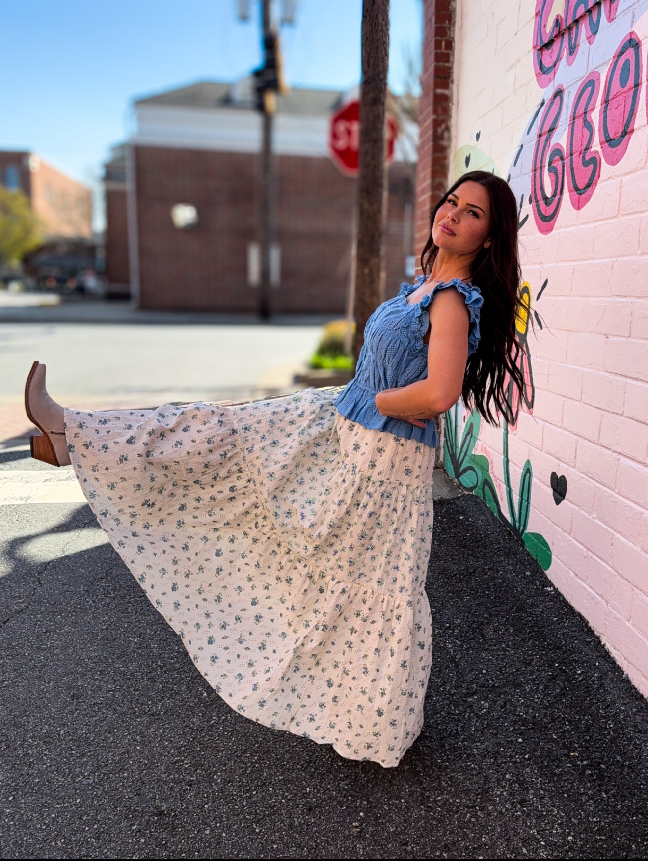 Blue Floral Skirt