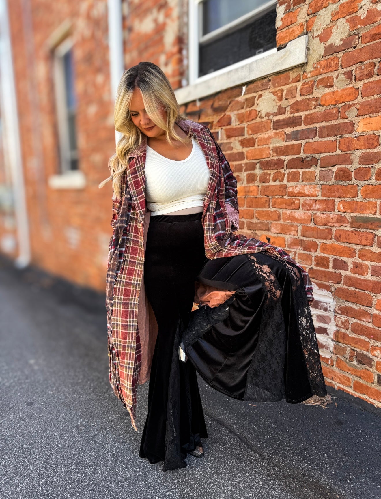 Black Velvet Flare Pants