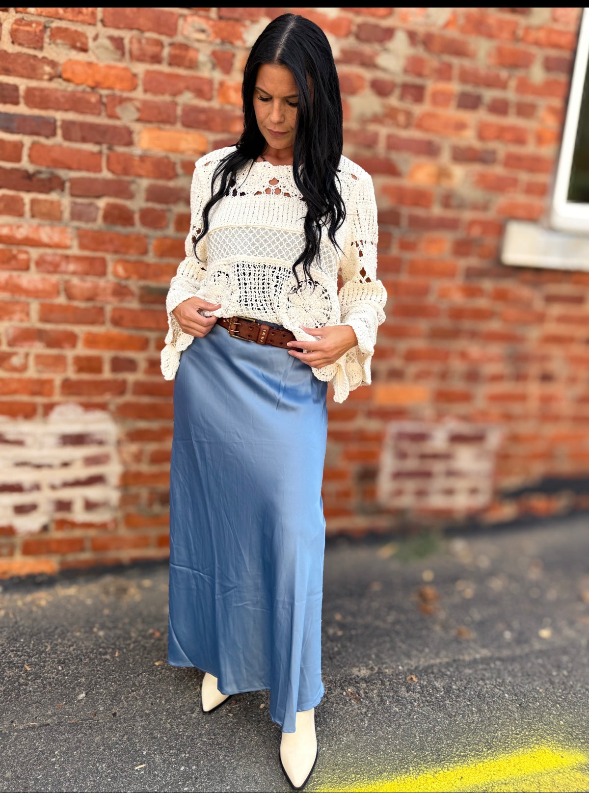 Cream Crochet Knit Top