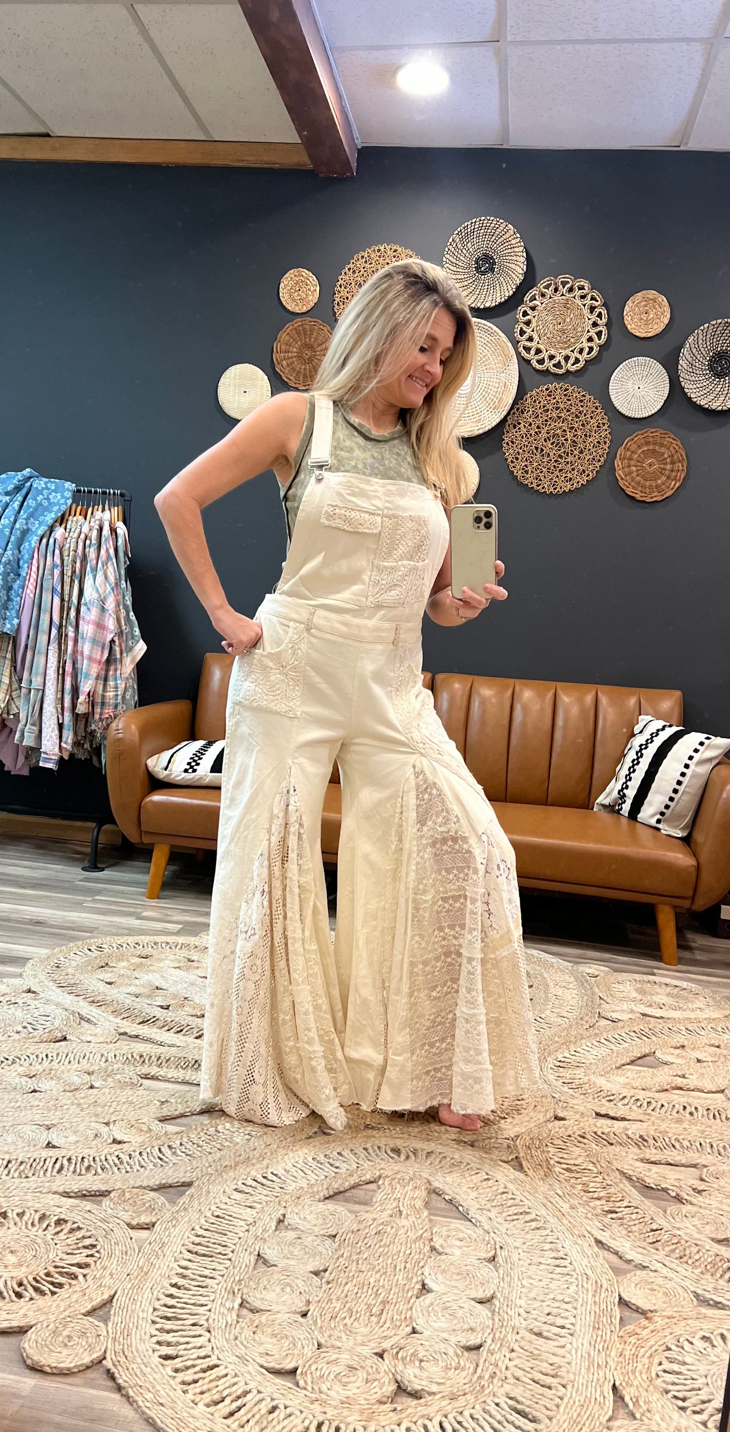 Cream Patch Overalls