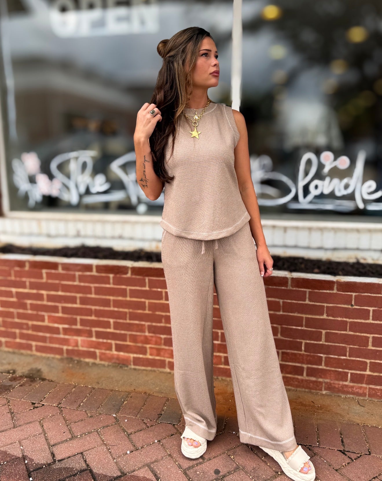 Mocha Button Tank