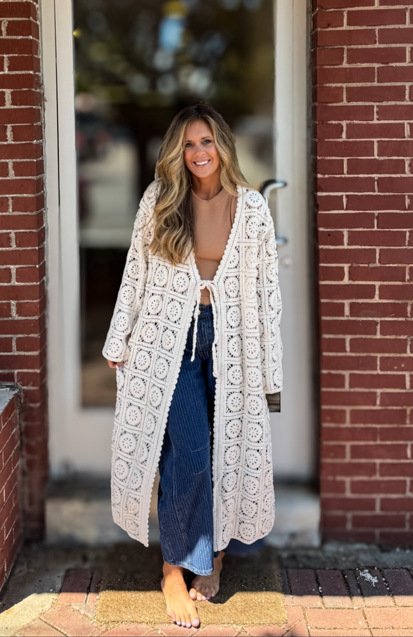 Cream Crochet Cardigan