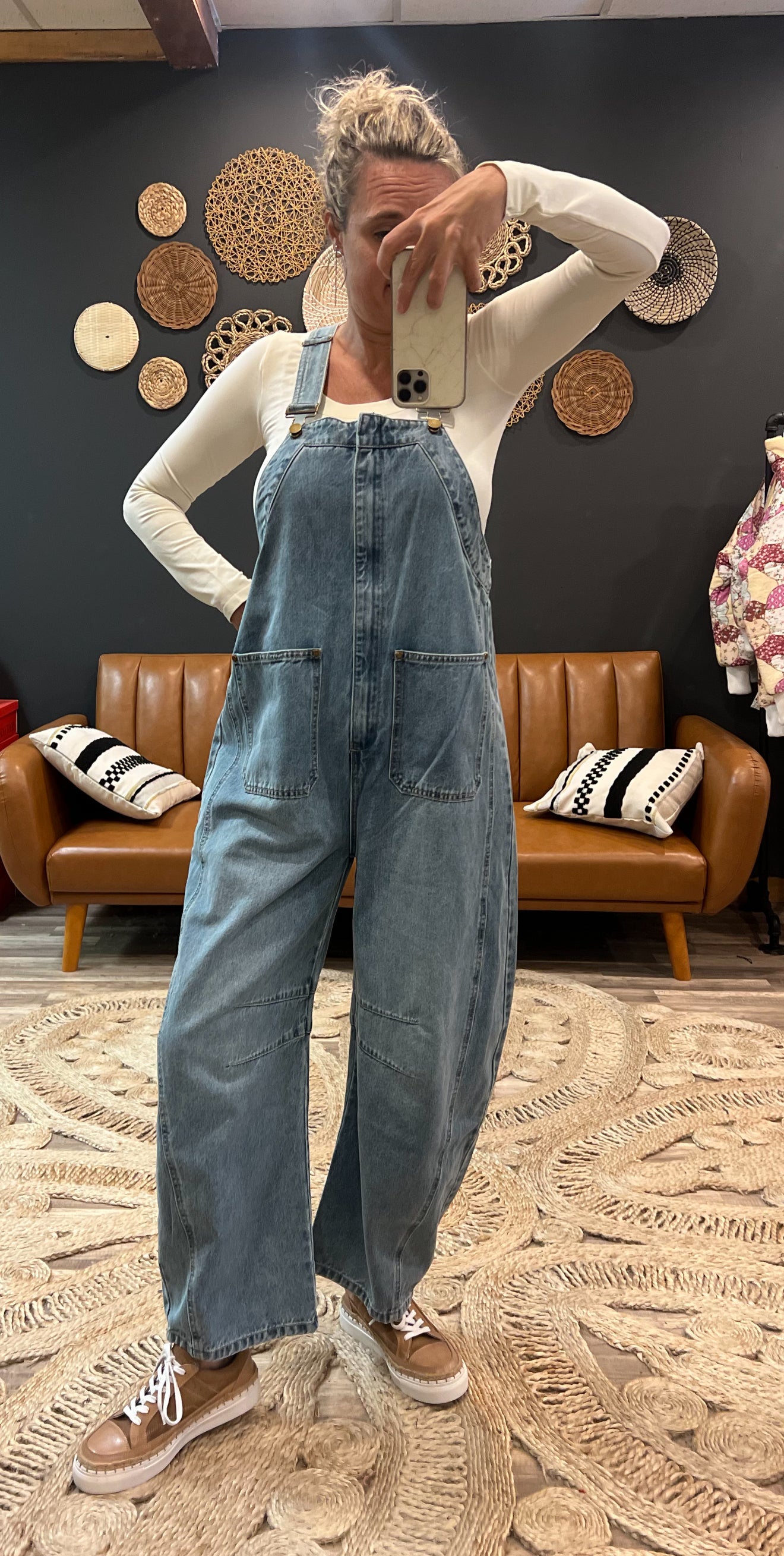Blue Wide Leg Overalls