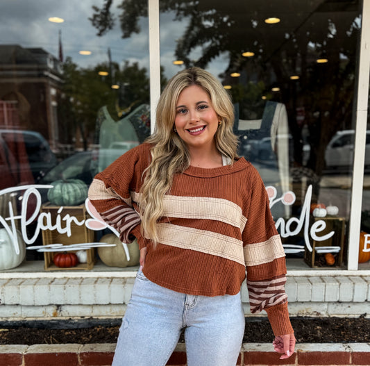 Brown Mix L/S Top