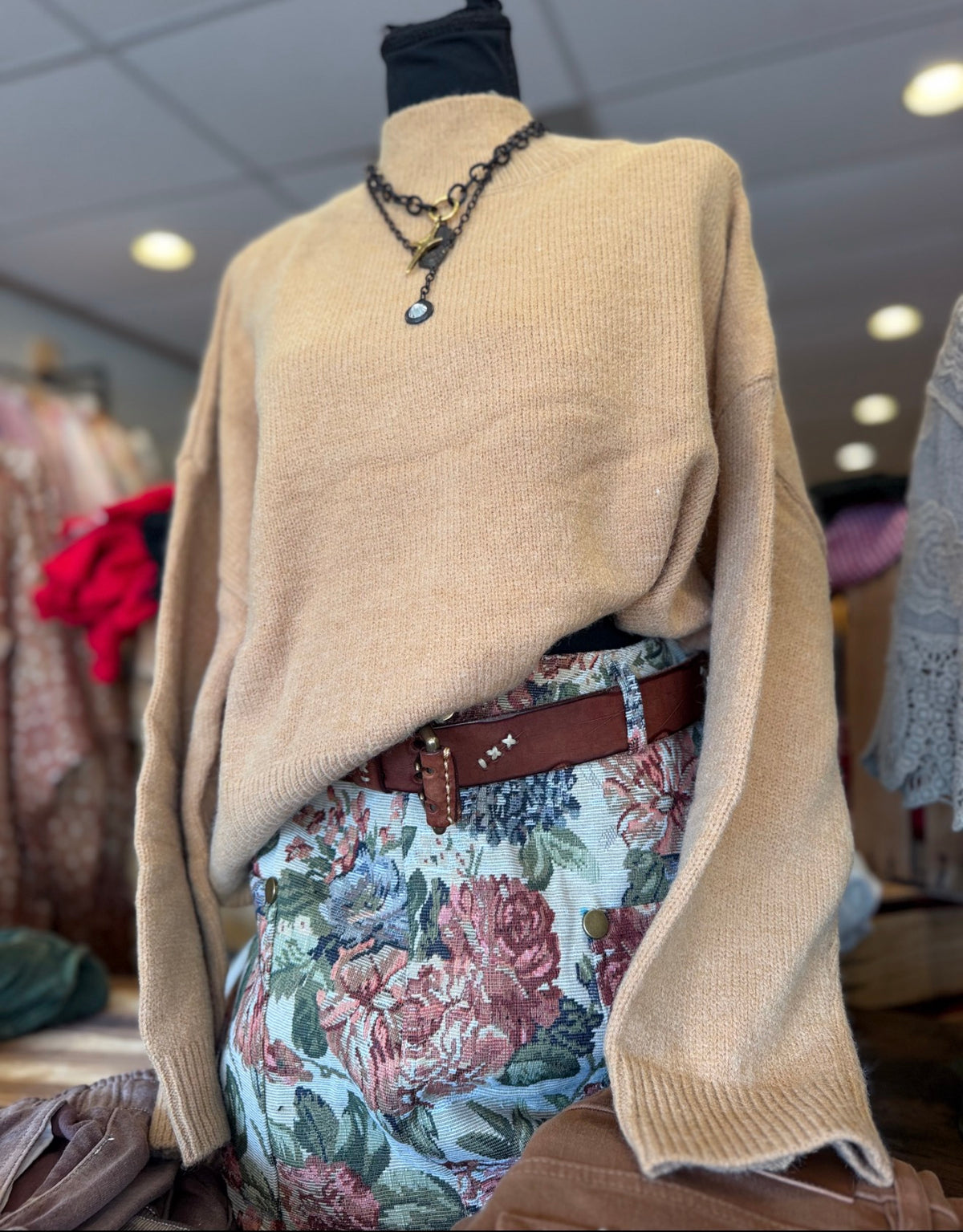 Camel Sweater Top
