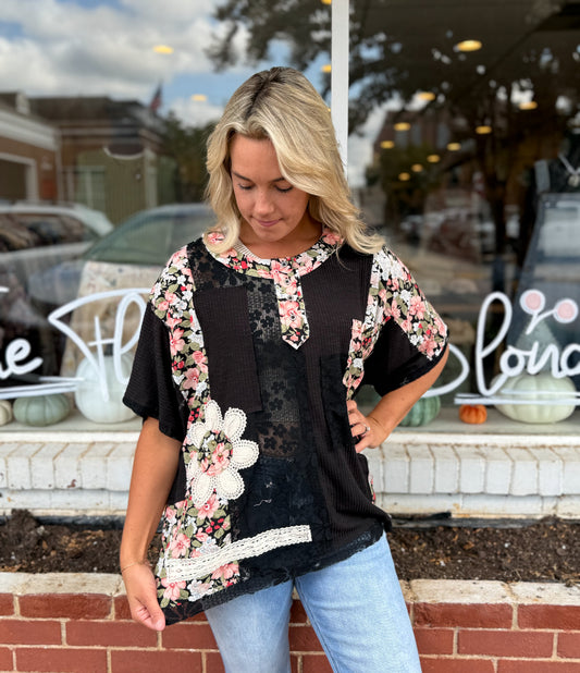Black Flower Top