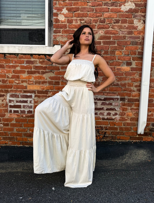 Cream Wide Leg Jumpsuit