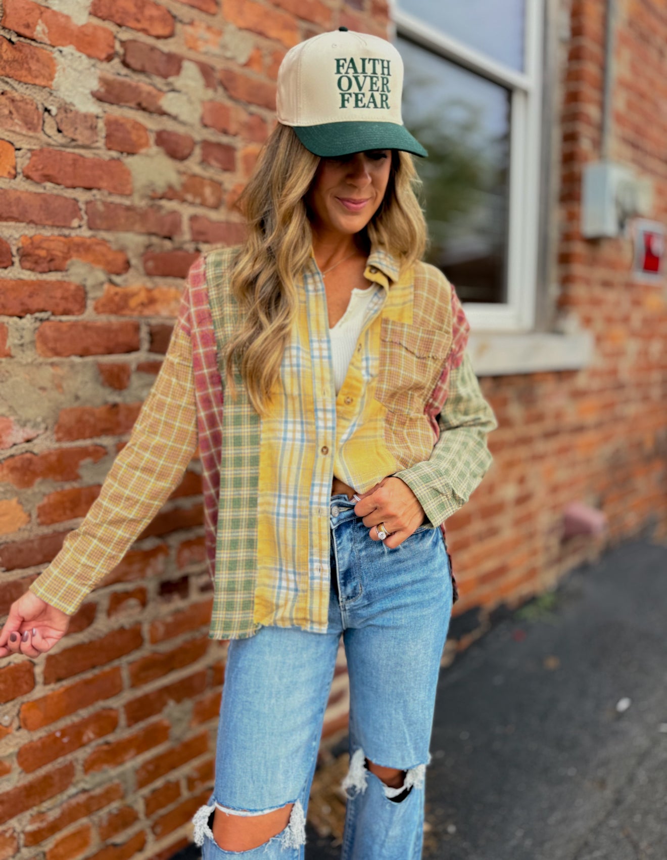 Mustard Multi Flannel Top