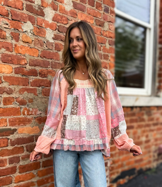 Coral Pink Patch Top