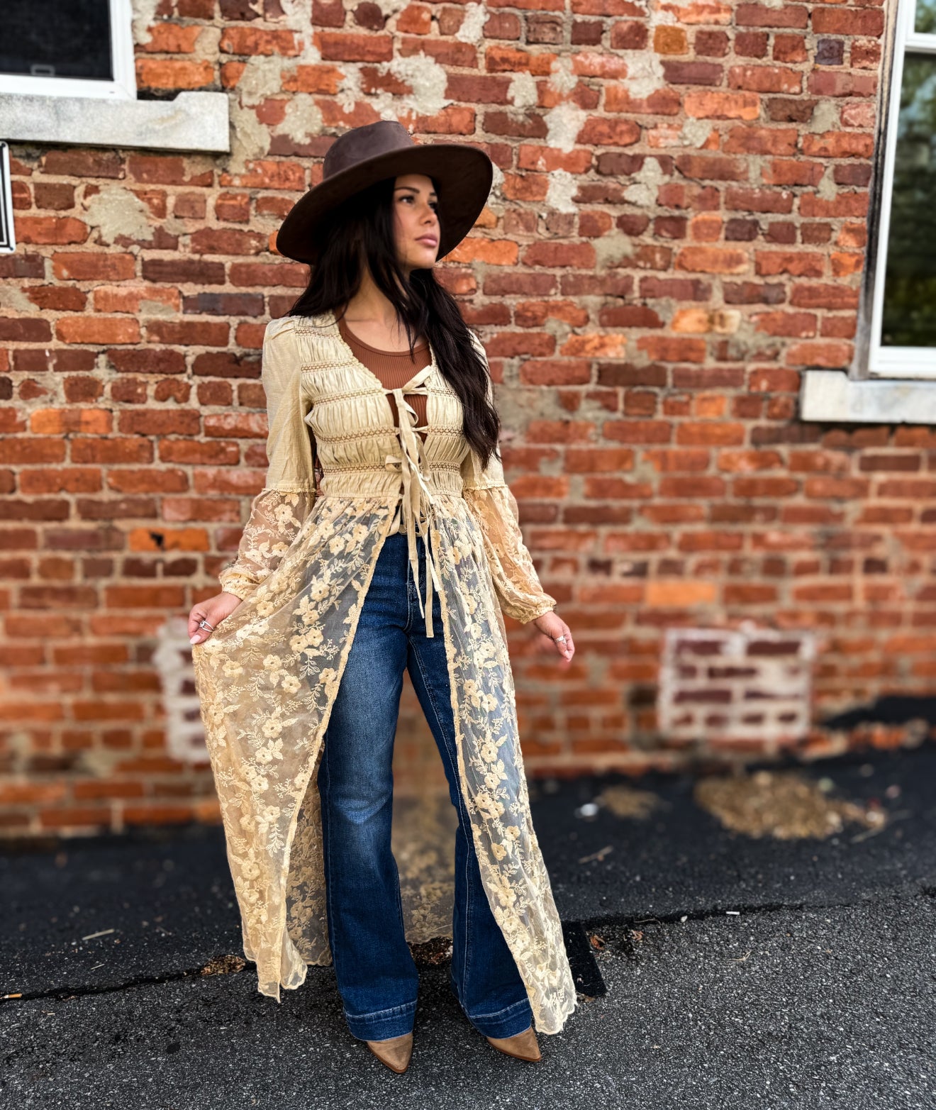 Lace Smocked Kimono