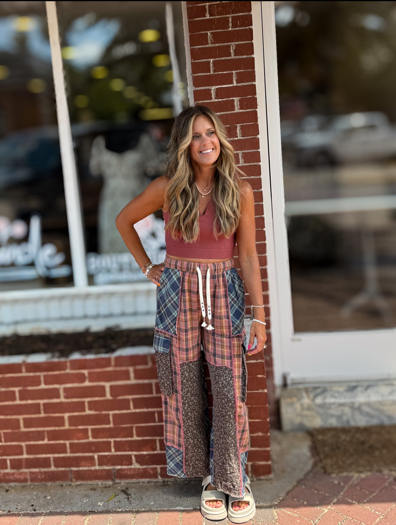 Pink Multi Plaid Pants