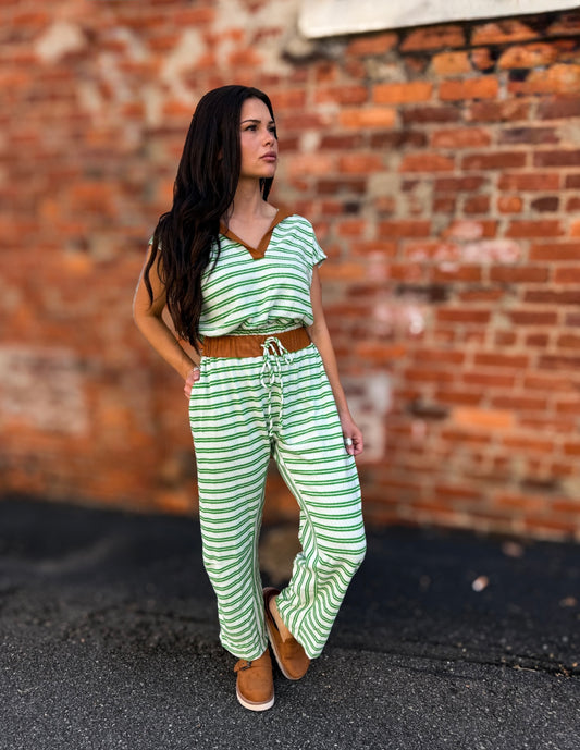Green/Camel Stripe Set