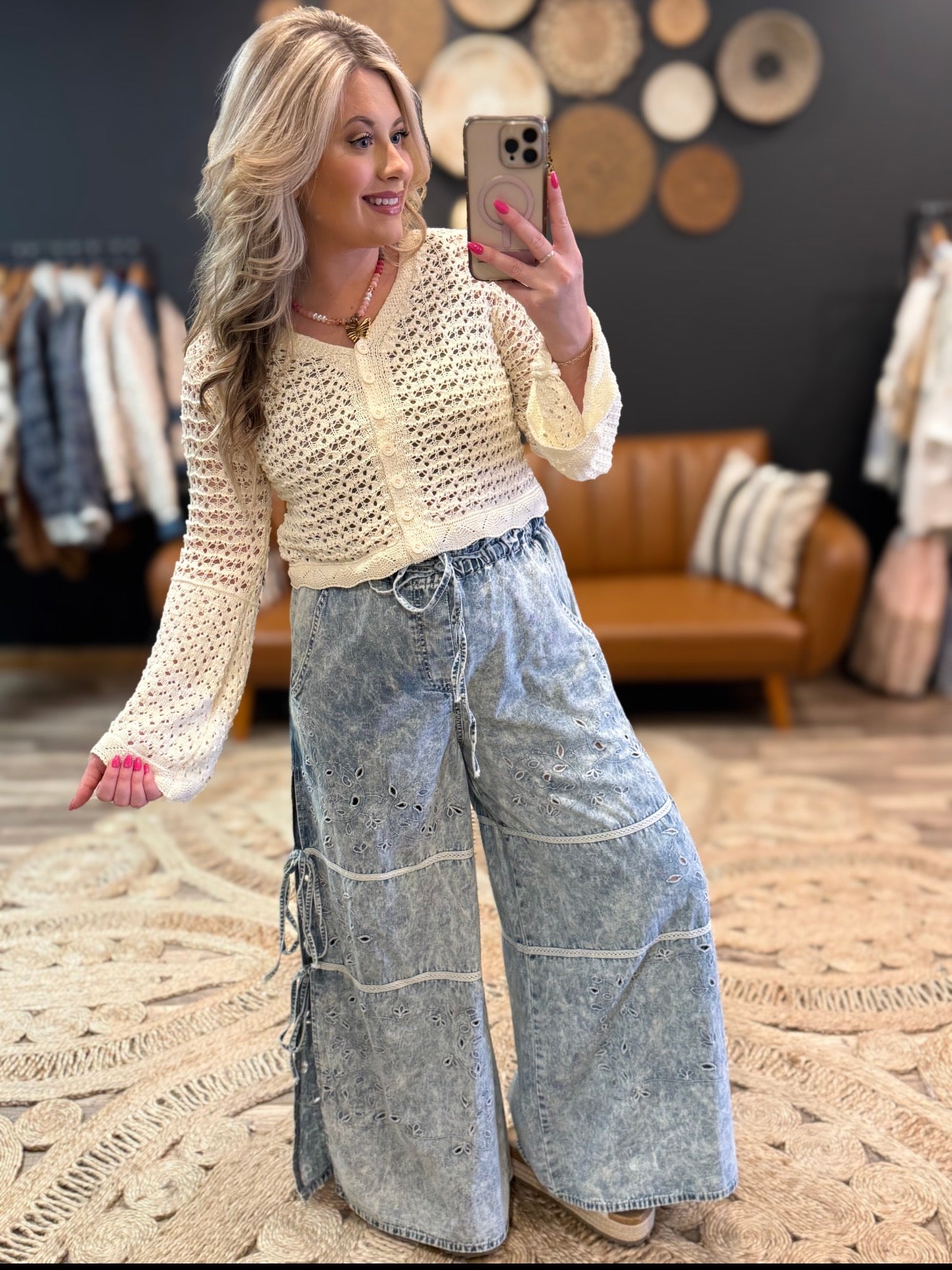 Ecru Crochet Cardigan