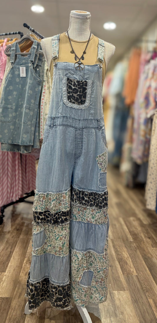 Denim Ruffle Overalls