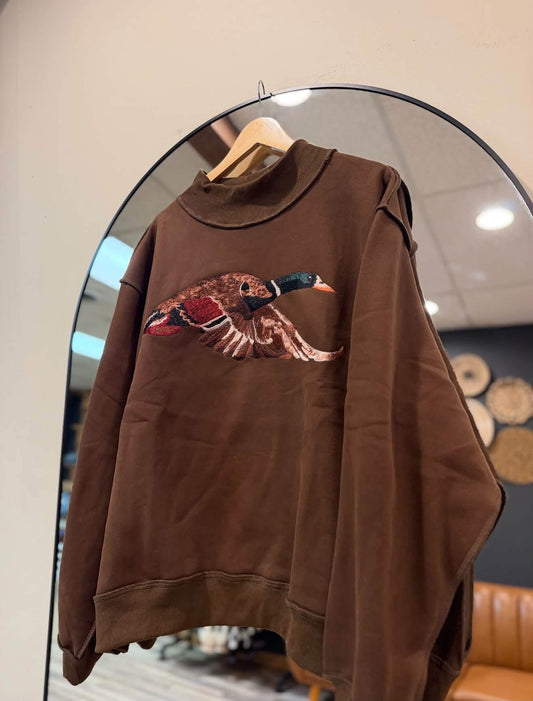Brown Mallard Mock Neck