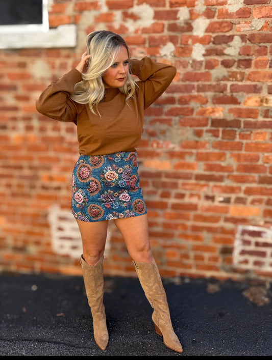 Teal Blue Mini Skirt