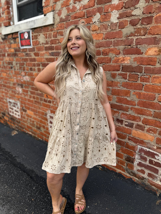 Mushroom Eyelet Dress