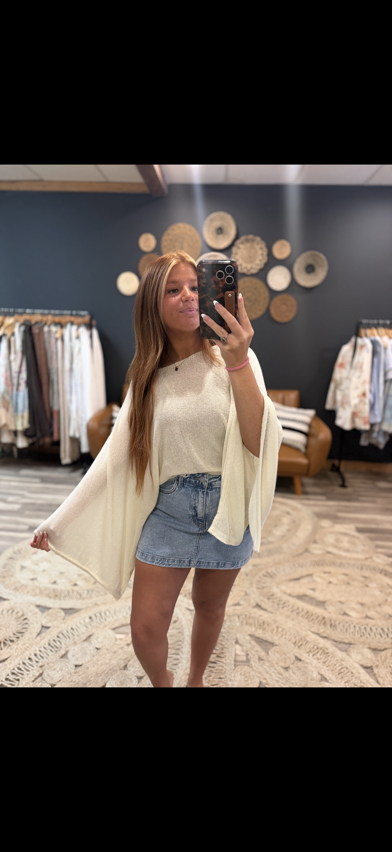 Off White Mesh Top