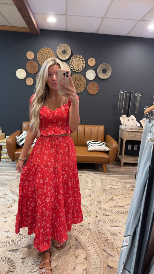 Red Floral Maxi Set