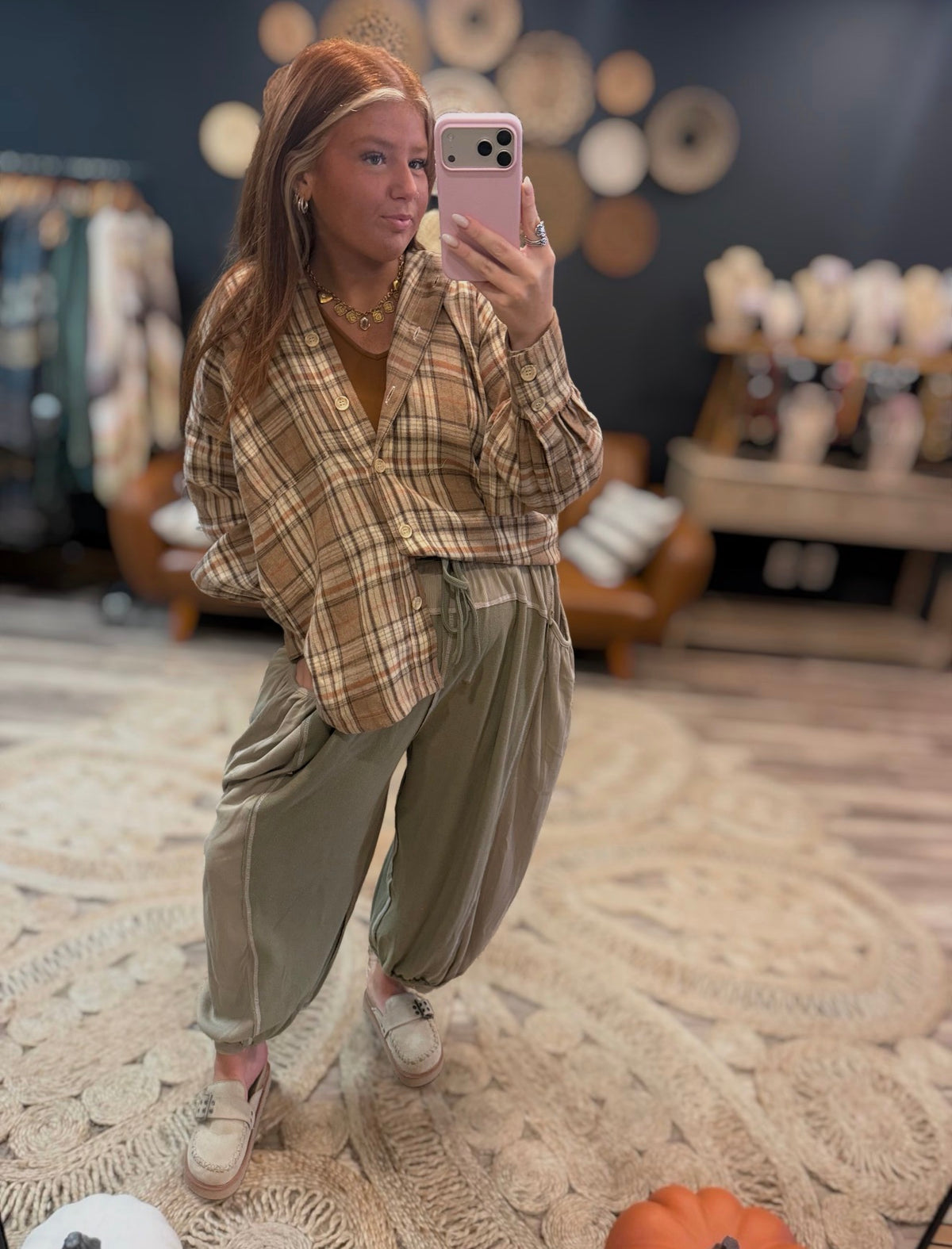 Olive Solid Pants