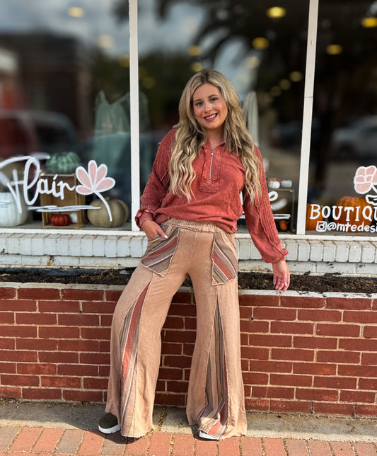 Latte Striped Flare Pants